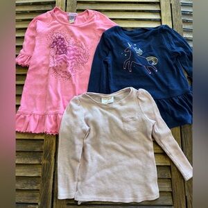 Cat & Jack Cowgirl Hardware Pink & Navy 3T Horse Bundle Long Sleeve Tops Ruffle